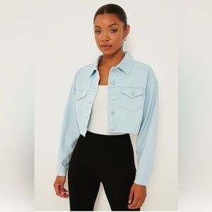 NWT Elizabeth and James Cropped Denim Oversized Fit Jean Jacket